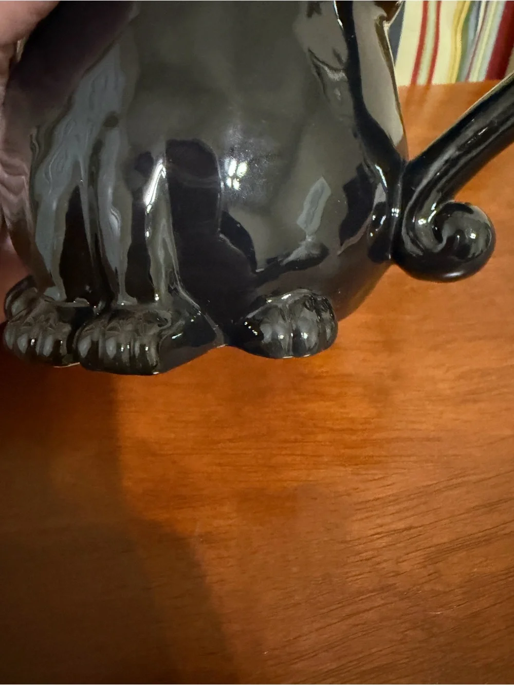 NATURAL LIFE Black Cat Ceramic Pet Bowl with Handle